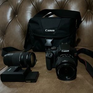 Canon EOS Rebel T7 DSLR Camera with 18-55mm Lens and  EF 75-300mm Lens- Black